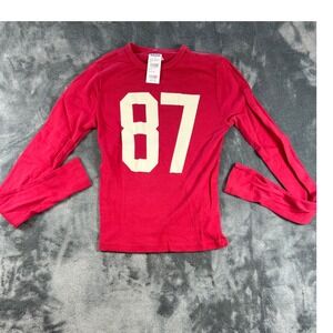 Tillys Womens Long Sleeve Graphic T Shirt Red Number 87 Size XS